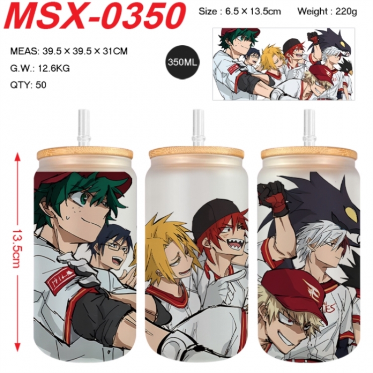 My Hero Academia Anime frosted glass cup with straw 350ML