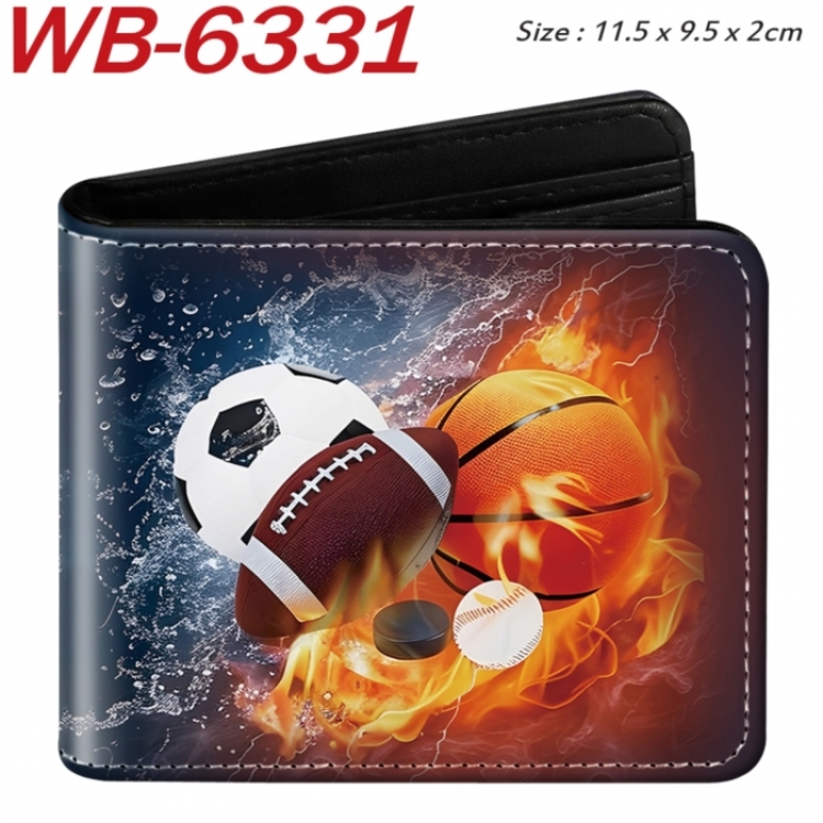 ball game Animation color PU leather half fold wallet 11.5X9X2CM
