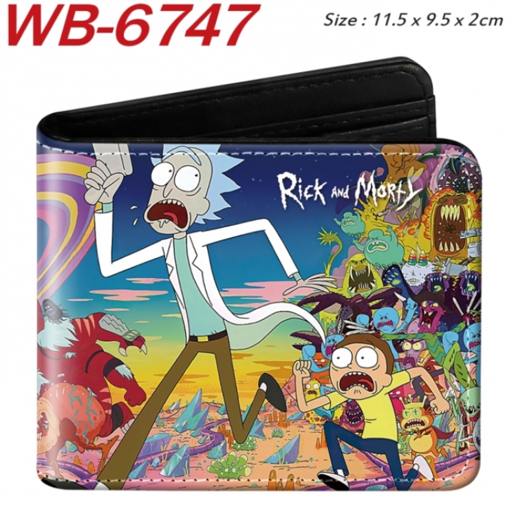 Rick and Morty Animation color PU leather half fold wallet 11.5X9X2CM