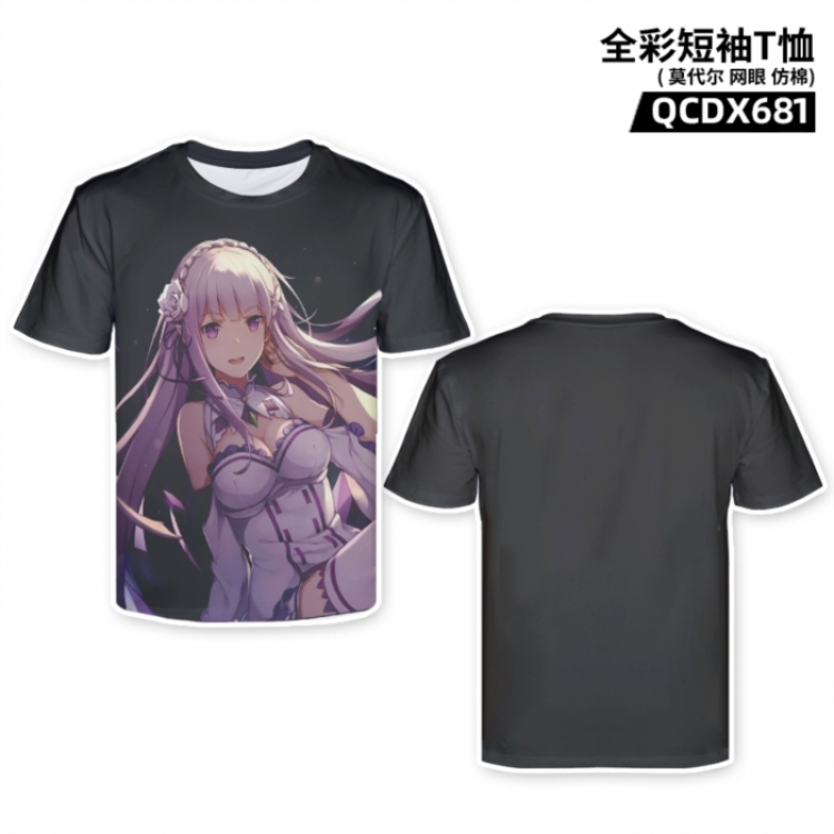 Re:Zero kara Hajimeru Isekai Seikatsu Anime full-color short-sleeved T-shirt from M to 2XL