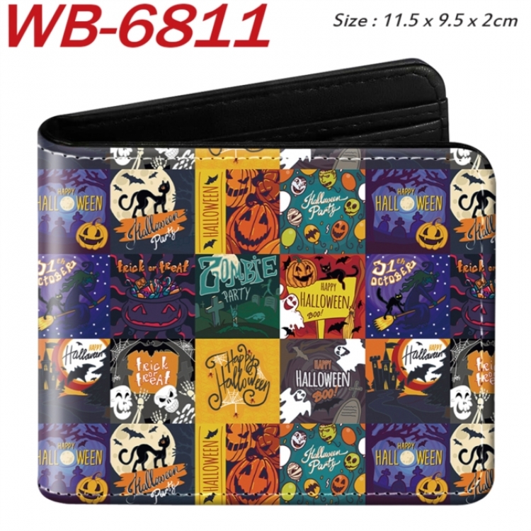 floral print Animation color PU leather half fold wallet 11.5X9X2CM