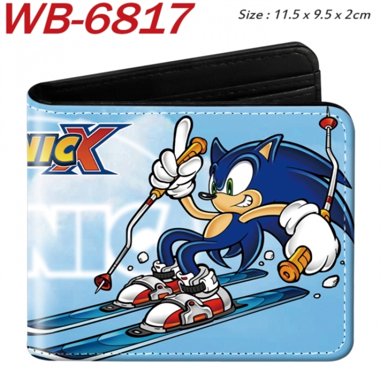 Sonic The Hedgehog Animation color PU leather half fold wallet 11.5X9X2CM