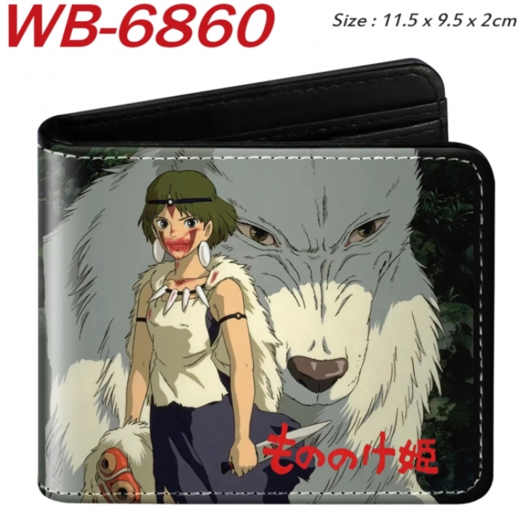 Princess Mononoke  Animation color PU leather half fold wallet 11.5X9X2CM