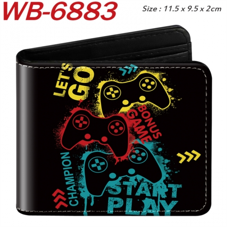 GamePad Animation color PU leather half fold wallet 11.5X9X2CM