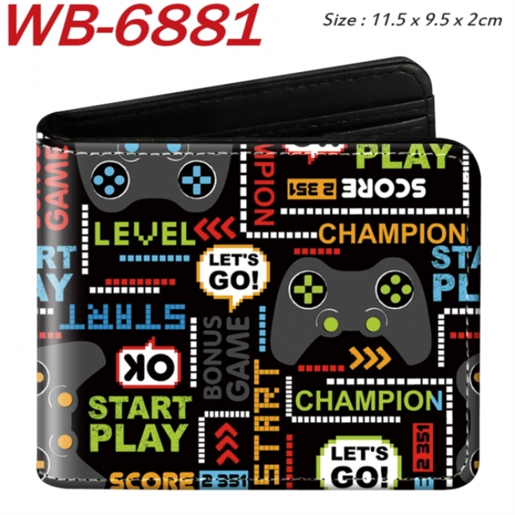 GamePad Animation color PU leather half fold wallet 11.5X9X2CM
