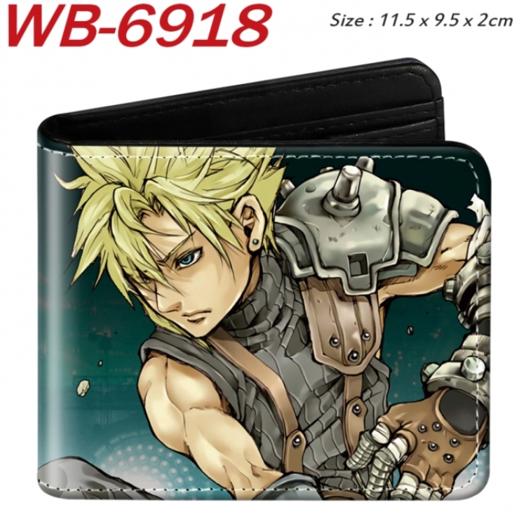 Final Fantasy Animation color PU leather half fold wallet 11.5X9X2CM