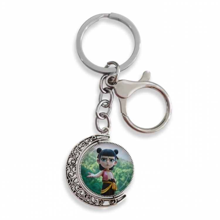 Nezha Anime double-sided crystal rotating gemstone keychain pendant price for 5 pcs