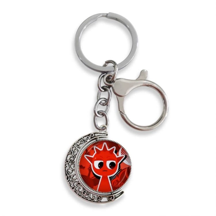 Sprunki Anime double-sided crystal rotating gemstone keychain pendant price for 5 pcs