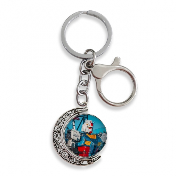 Gundam Anime double-sided crystal rotating gemstone keychain pendant price for 5 pcs