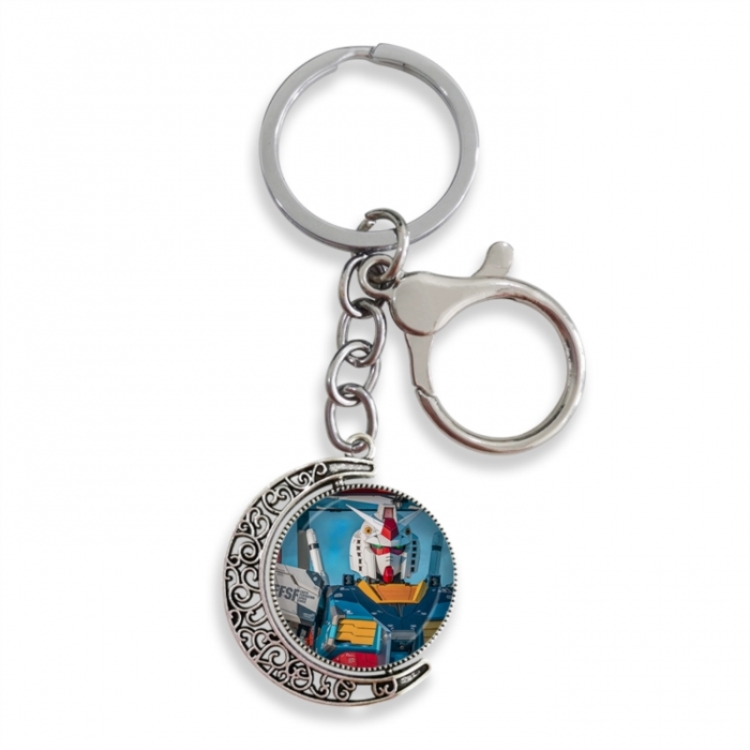 Gundam Anime double-sided crystal rotating gemstone keychain pendant price for 5 pcs