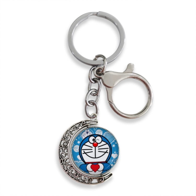 Doraemon Anime double-sided crystal rotating gemstone keychain pendant price for 5 pcs