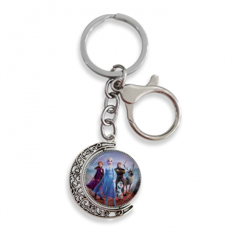 Frozen Anime double-sided crystal rotating gemstone keychain pendant price for 5 pcs