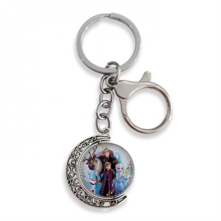 Frozen Anime double-sided crystal rotating gemstone keychain pendant price for 5 pcs