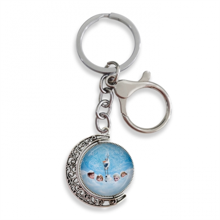 Frozen Anime double-sided crystal rotating gemstone keychain pendant price for 5 pcs