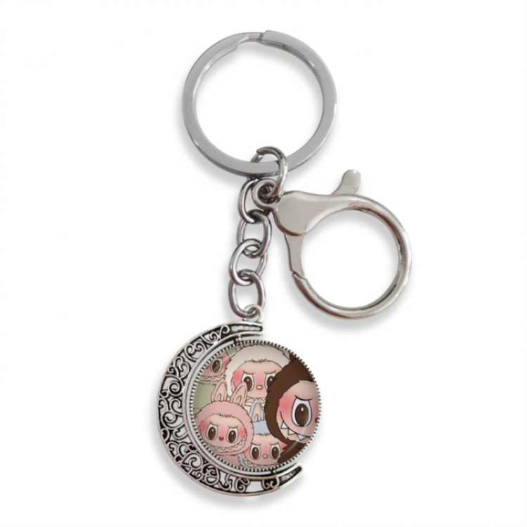 LABUBU Anime double-sided crystal rotating gemstone keychain pendant price for 5 pcs