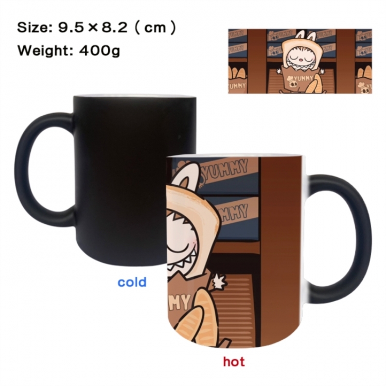 LABUBU Anime peripherals color changing ceramic cup tea cup mug 9.5X8.2cm