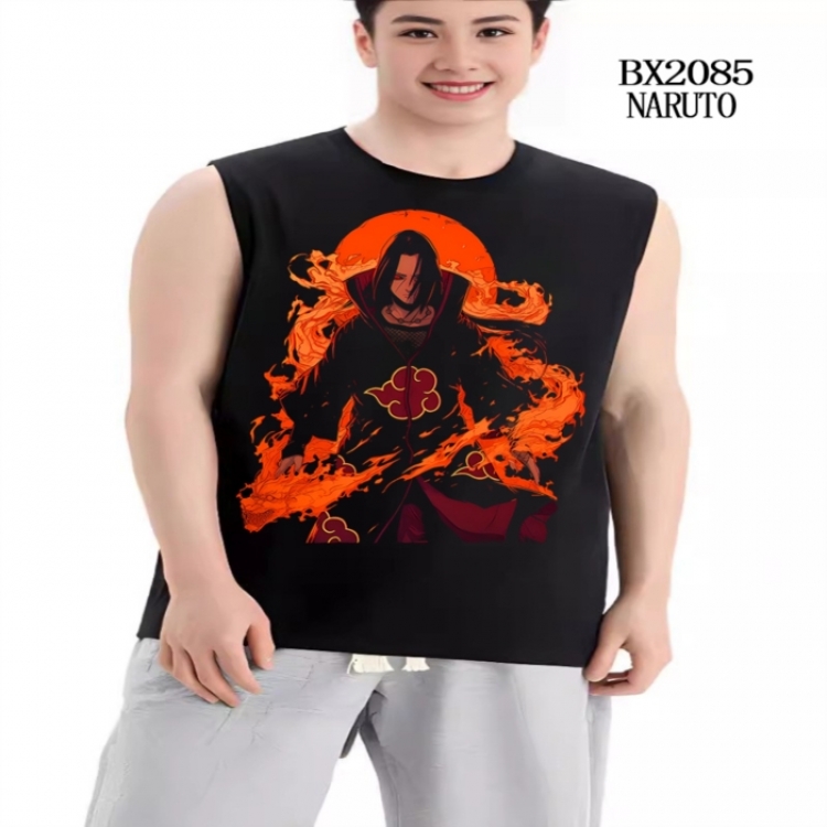 Naruto Anime peripheral printed pure cotton vest T-shirt from S to 3XL