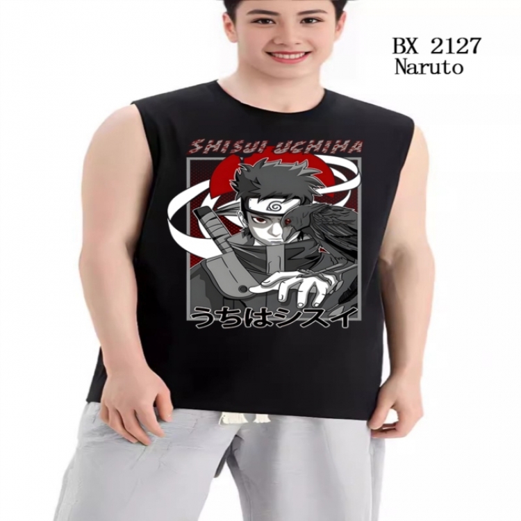 Naruto Anime peripheral printed pure cotton vest T-shirt from S to 3XL