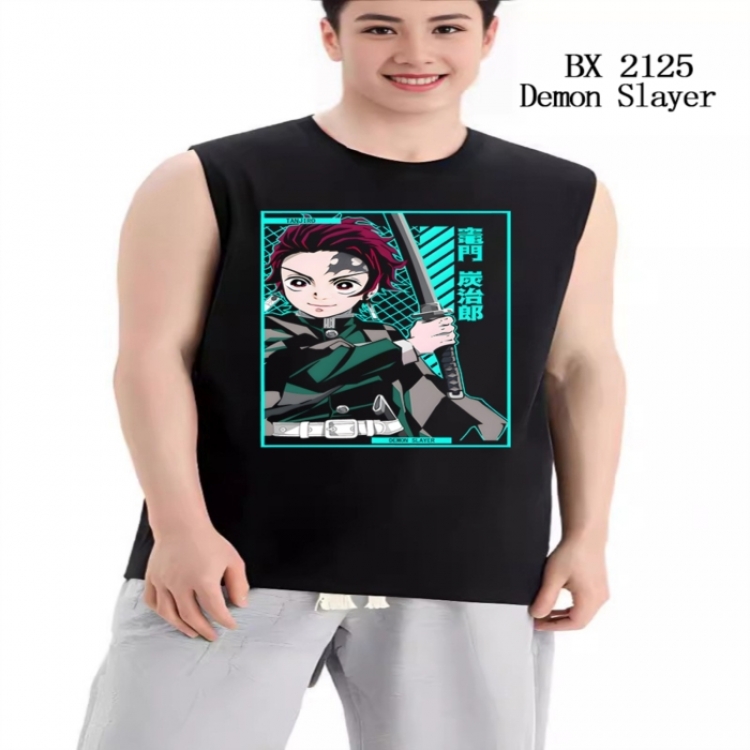 Demon Slayer Kimets Anime peripheral printed pure cotton vest T-shirt from S to 3XL