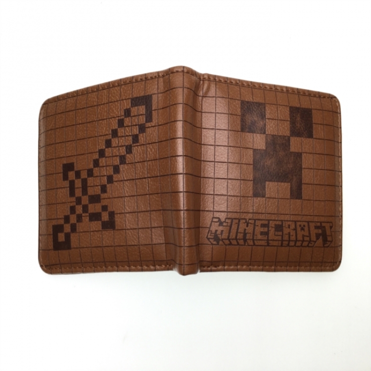 Minecraft Half fold embossed short leather wallet 11X10CM
