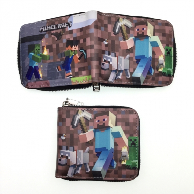 Minecraft Short zipper card wallet with foreskin clip 12X10CM