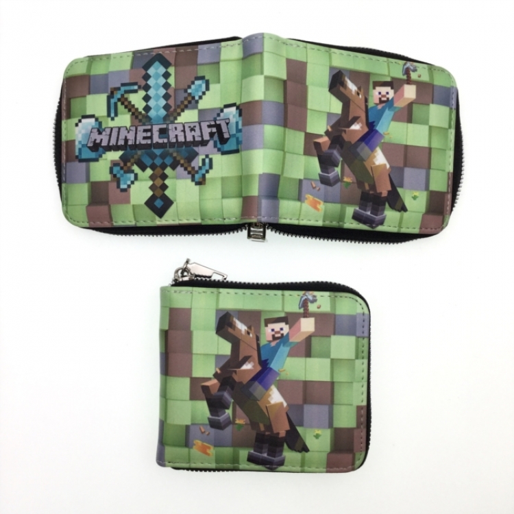 Minecraft Short zipper card wallet with foreskin clip 12X10CM