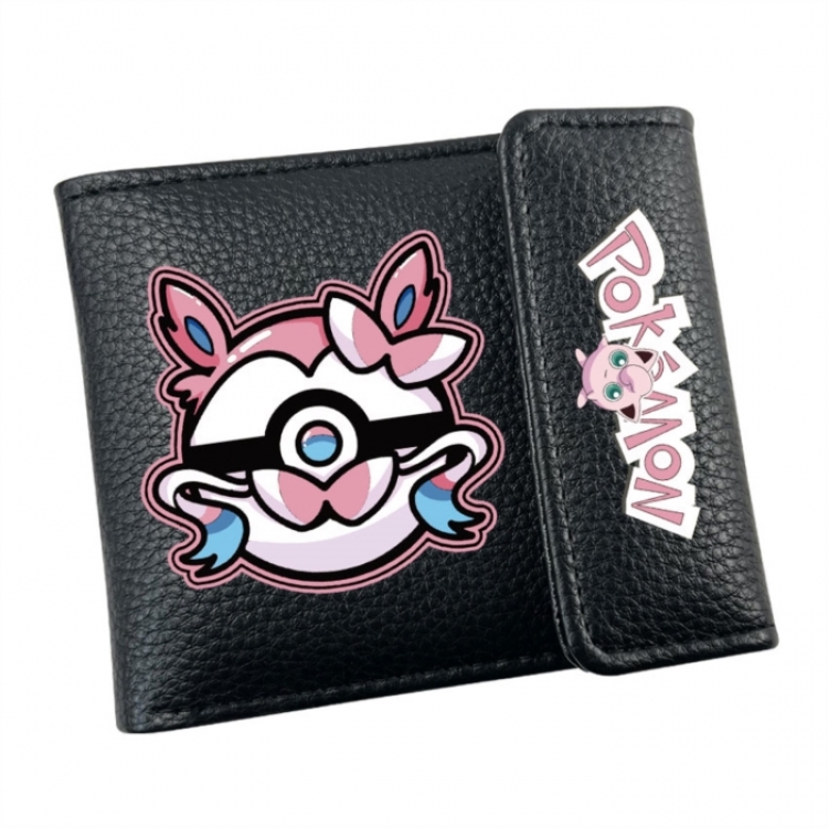 Pokemon Anime Litchi Pattern Hidden Buckle Half Fold Printed Wallet 12X10X2CM