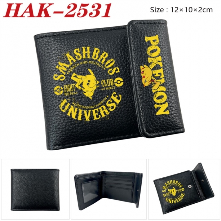 Pokemon Anime Litchi Pattern Hidden Buckle Half Fold Printed Wallet 12X10X2CM