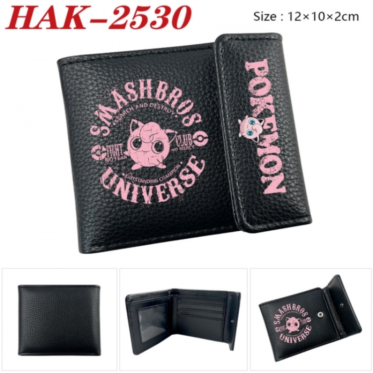 Pokemon Anime Litchi Pattern Hidden Buckle Half Fold Printed Wallet 12X10X2CM