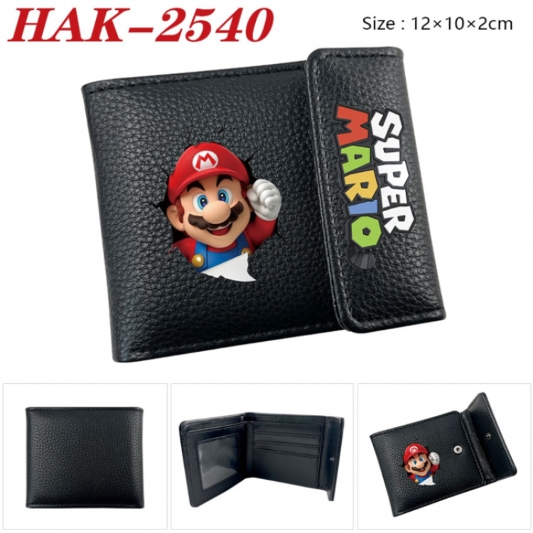 Super Mario Anime Litchi Pattern Hidden Buckle Half Fold Printed Wallet 12X10X2CM