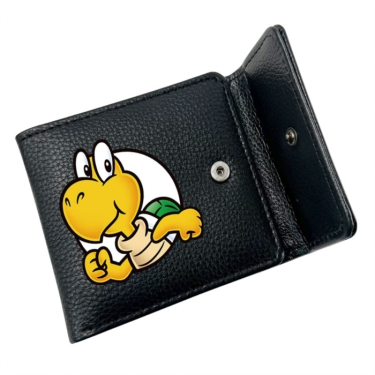 Super Mario Anime Litchi Pattern Hidden Buckle Half Fold Printed Wallet 12X10X2CM