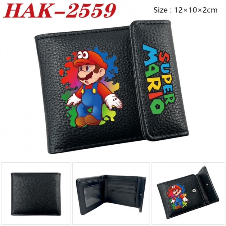 Super Mario Anime Litchi Pattern Hidden Buckle Half Fold Printed Wallet 12X10X2CM