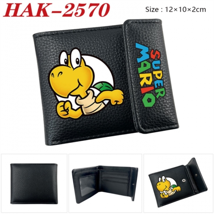 Super Mario Anime Litchi Pattern Hidden Buckle Half Fold Printed Wallet 12X10X2CM