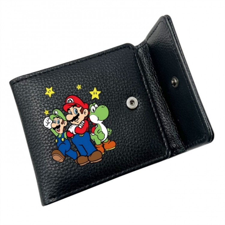 Super Mario Anime Litchi Pattern Hidden Buckle Half Fold Printed Wallet 12X10X2CM