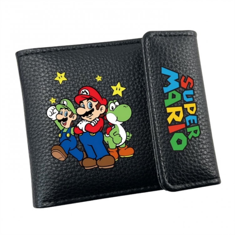 Super Mario Anime Litchi Pattern Hidden Buckle Half Fold Printed Wallet 12X10X2CM