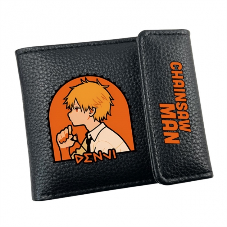 Chainsaw man Anime Litchi Pattern Hidden Buckle Half Fold Printed Wallet 12X10X2CM