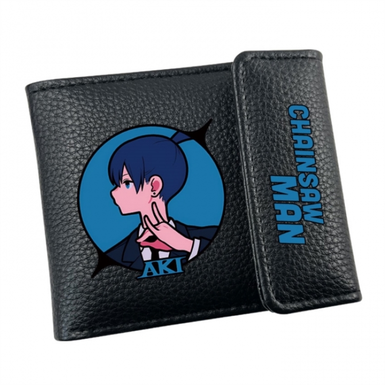 Chainsaw man Anime Litchi Pattern Hidden Buckle Half Fold Printed Wallet 12X10X2CM