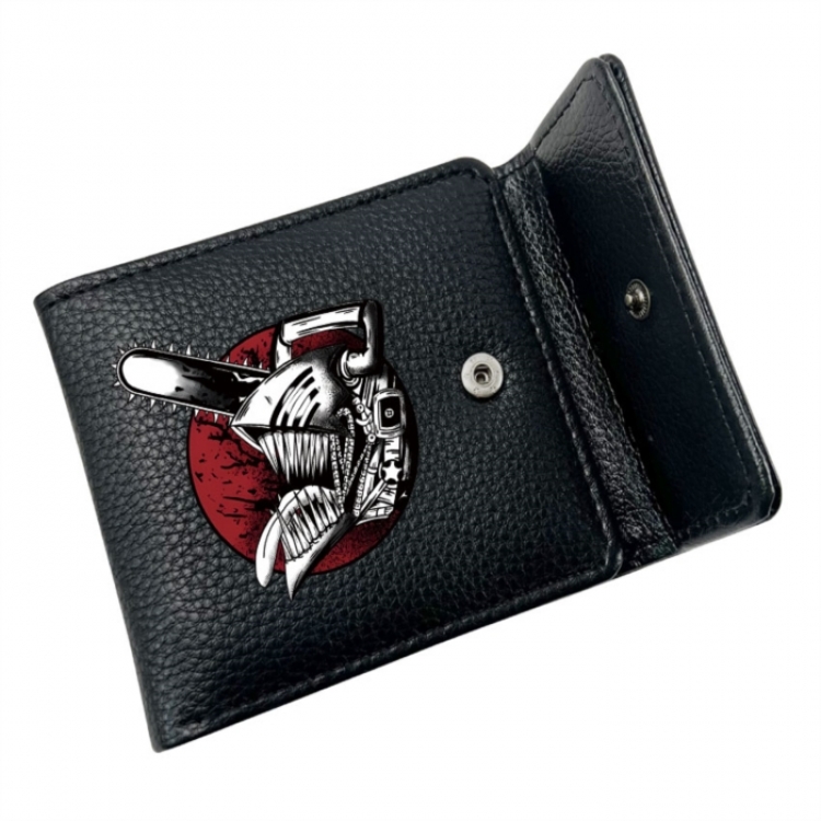 Chainsaw man Anime Litchi Pattern Hidden Buckle Half Fold Printed Wallet 12X10X2CM