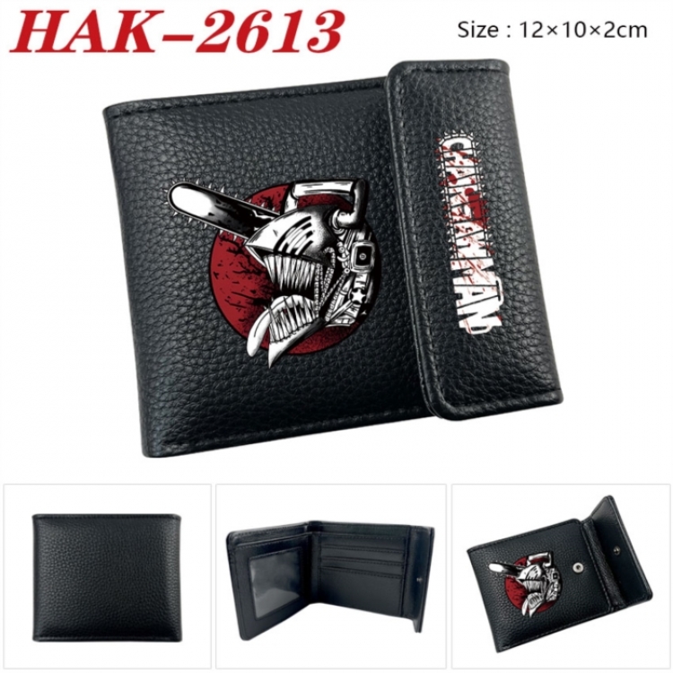 Chainsaw man Anime Litchi Pattern Hidden Buckle Half Fold Printed Wallet 12X10X2CM