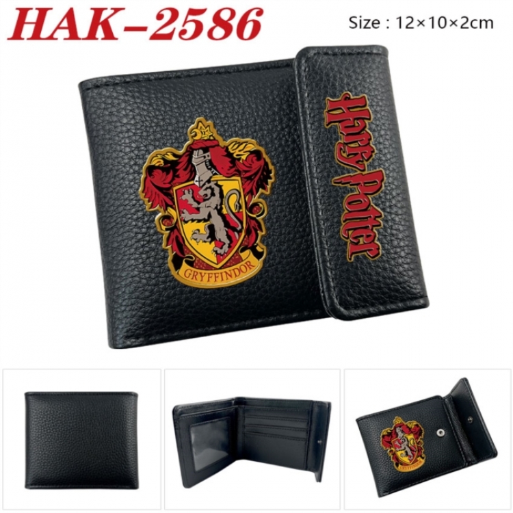 Harry Potter Anime Litchi Pattern Hidden Buckle Half Fold Printed Wallet 12X10X2CM