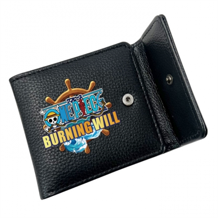 One Piece Anime Litchi Pattern Hidden Buckle Half Fold Printed Wallet 12X10X2CM