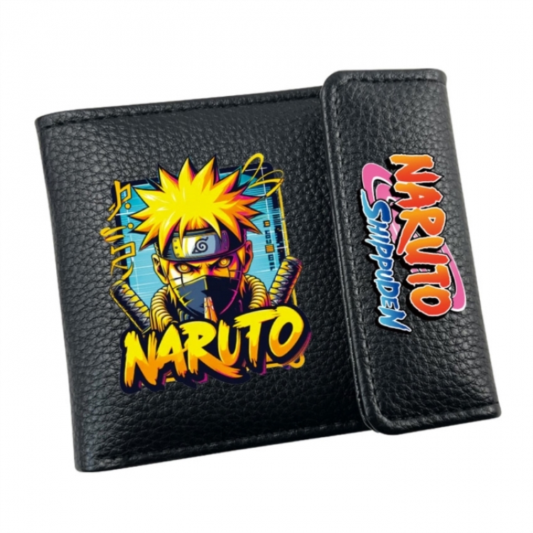 Naruto Anime Litchi Pattern Hidden Buckle Half Fold Printed Wallet 12X10X2CM