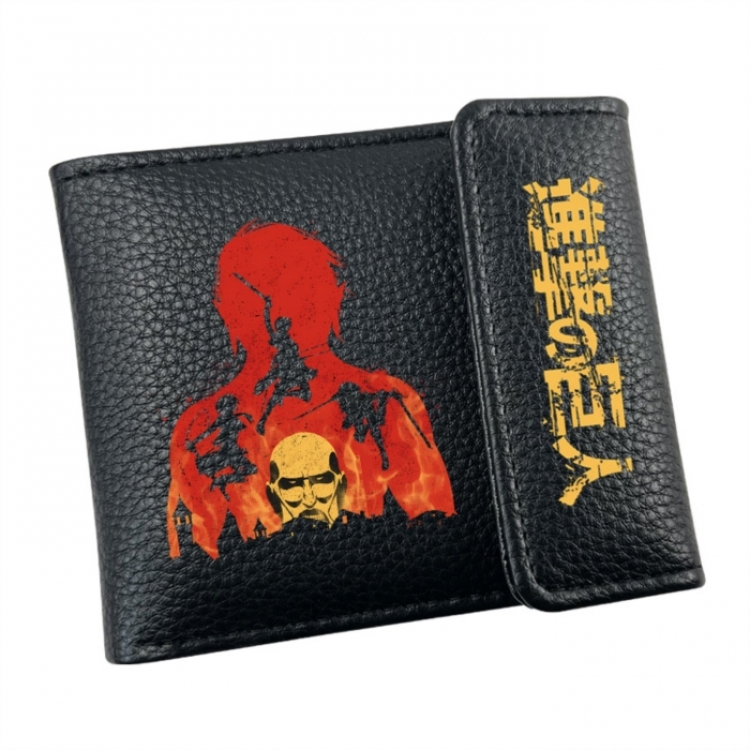 Shingeki no Kyojin Anime Litchi Pattern Hidden Buckle Half Fold Printed Wallet 12X10X2CM