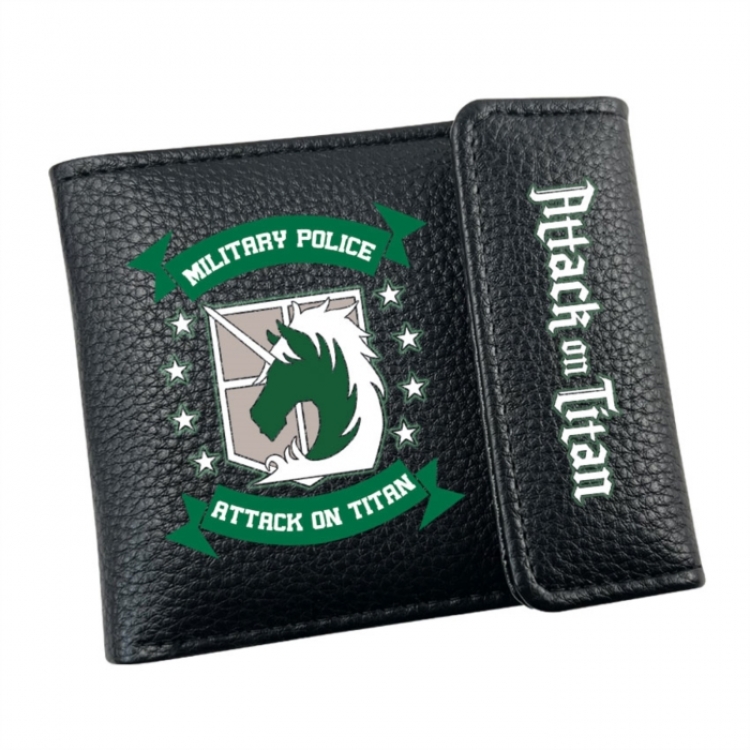 Shingeki no Kyojin Anime Litchi Pattern Hidden Buckle Half Fold Printed Wallet 12X10X2CM