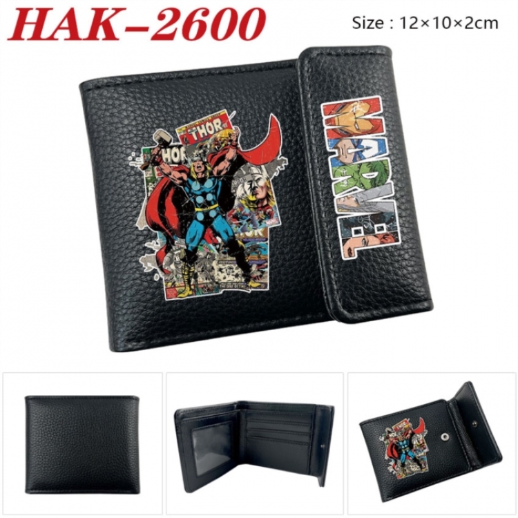 Marvel Anime Litchi Pattern Hidden Buckle Half Fold Printed Wallet 12X10X2CM