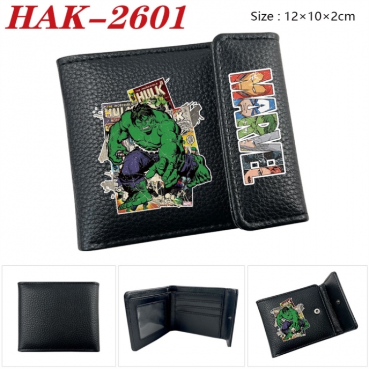 Marvel Anime Litchi Pattern Hidden Buckle Half Fold Printed Wallet 12X10X2CM
