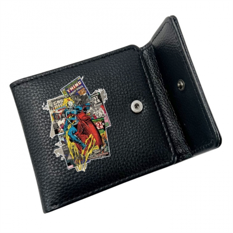 Marvel Anime Litchi Pattern Hidden Buckle Half Fold Printed Wallet 12X10X2CM