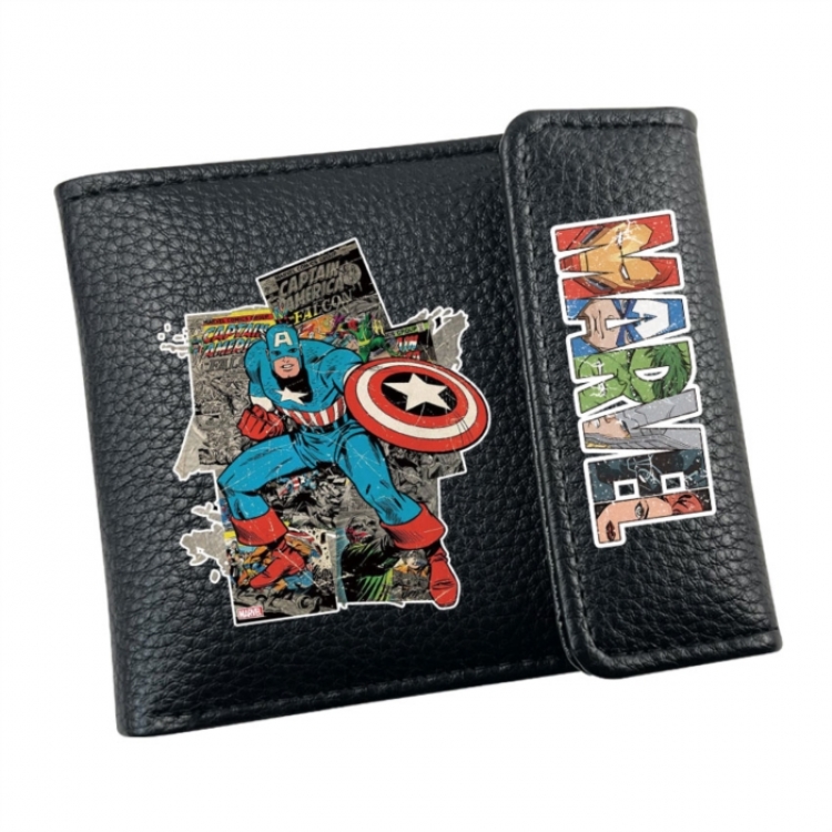 Marvel Anime Litchi Pattern Hidden Buckle Half Fold Printed Wallet 12X10X2CM