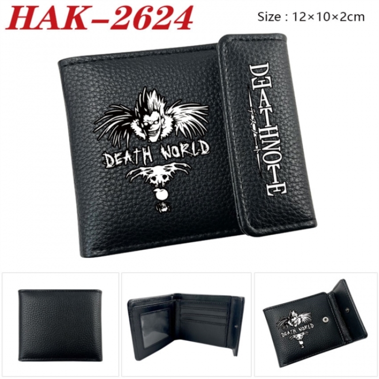 Death note Anime Litchi Pattern Hidden Buckle Half Fold Printed Wallet 12X10X2CM