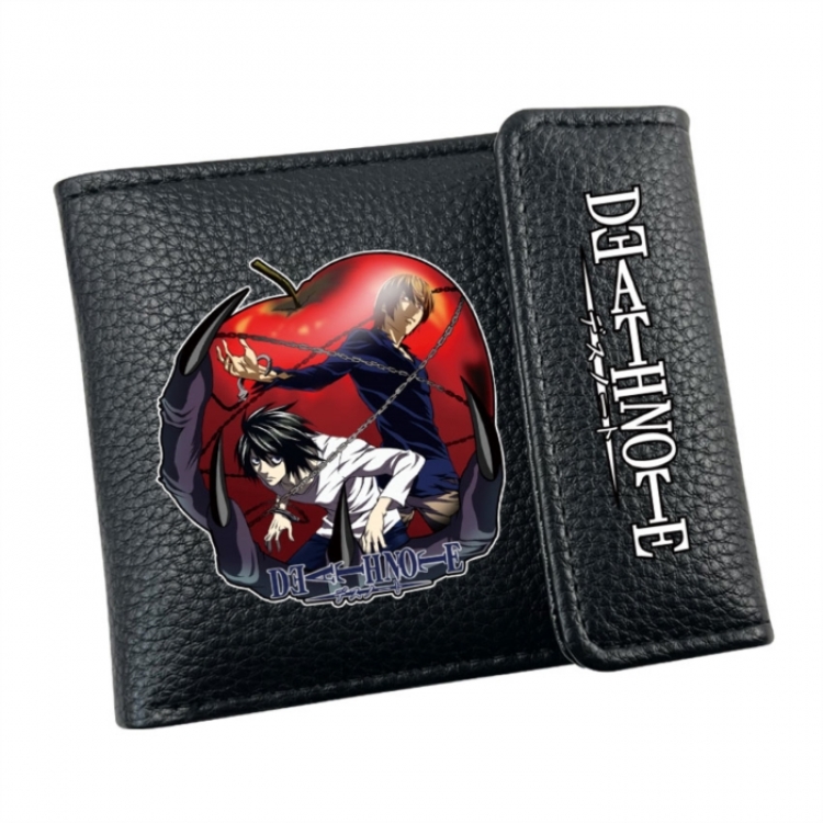 Death note Anime Litchi Pattern Hidden Buckle Half Fold Printed Wallet 12X10X2CM